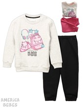 CONJUNTO 2 PIEZAS FRISA PARA BEBA BUZO Y PANTALON ESTAMPADO BE GOOD DO GOOD RUABEL