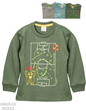 REMERA MANGA LARGA ALGODON CON PUÑOS PARA BEBE ESTAMPADA MONSTRUO CANCHA RUABEL