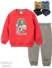 CONJUNTO 2 PIEZAS FRISA BUZO ESTAMPADO PELOTA DJ Y BABUCHA LISA PARA BEBE VARON RUABEL