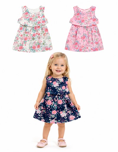 VESTIDO SIN MANGA FLOREADO PARA BEBA. RUABEL