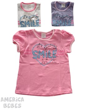 REMERA MANGA CORTA PARA BEBA ESTAMPADA CORAZON SMILE RUABEL