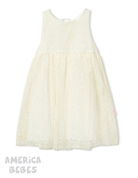 PROMO! VESTIDO PARA BEBA SIN MANGAS EN ENCAJE BLANCO O CRUDO RUABEL