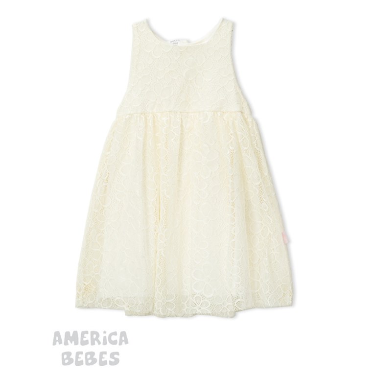 PROMO! VESTIDO PARA BEBA SIN MANGAS EN ENCAJE BLANCO O CRUDO RUABEL