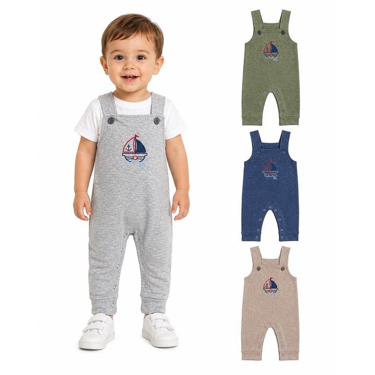 JARDINERO RUSTICO CON BORDADO PARA BEBE. RUABEL