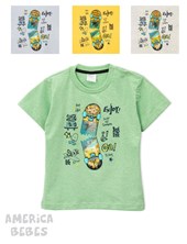 REMERA MANGA CORTA PARA BEBE VARON ESTAMPADA SKATE ROTO RUABEL