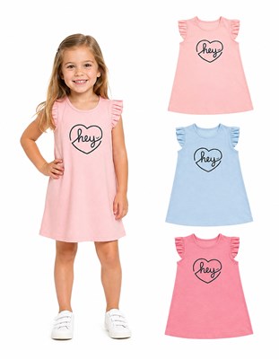 VESTIDO PARA NENA ESTAMPA CORAZON. RUABEL