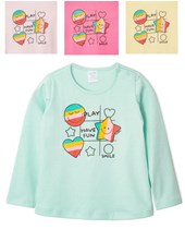 REMERA MANGA LARGA BEBA ESTAMPA CORAZÓN MULTICOLOR. RUABEL