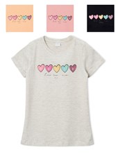 REMERA DE NIÑA CON ESTAMPA CORAZONES MUSIC RUABEL