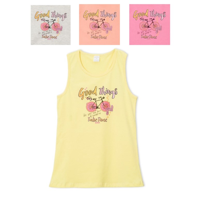 MUSCULOSA DE NIÑA CON ESTAMPA BICI SANDIA RUABEL