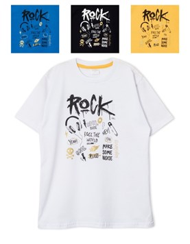 REMERA DE NIÑO CON ESTAMPA ROCK LETRAS RUABEL