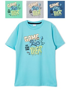 REMERA DE NIÑO CON ESTAMPA GAME OVER RUABEL