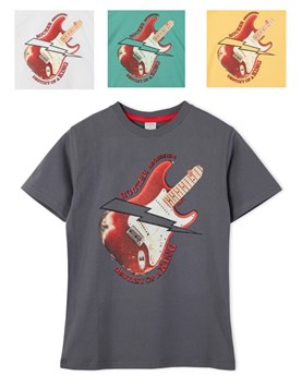 REMERA DE NIÑO CON ESTAMPA GUITARRA RAYO RUABEL