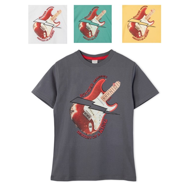 REMERA DE NIÑO CON ESTAMPA GUITARRA RAYO RUABEL