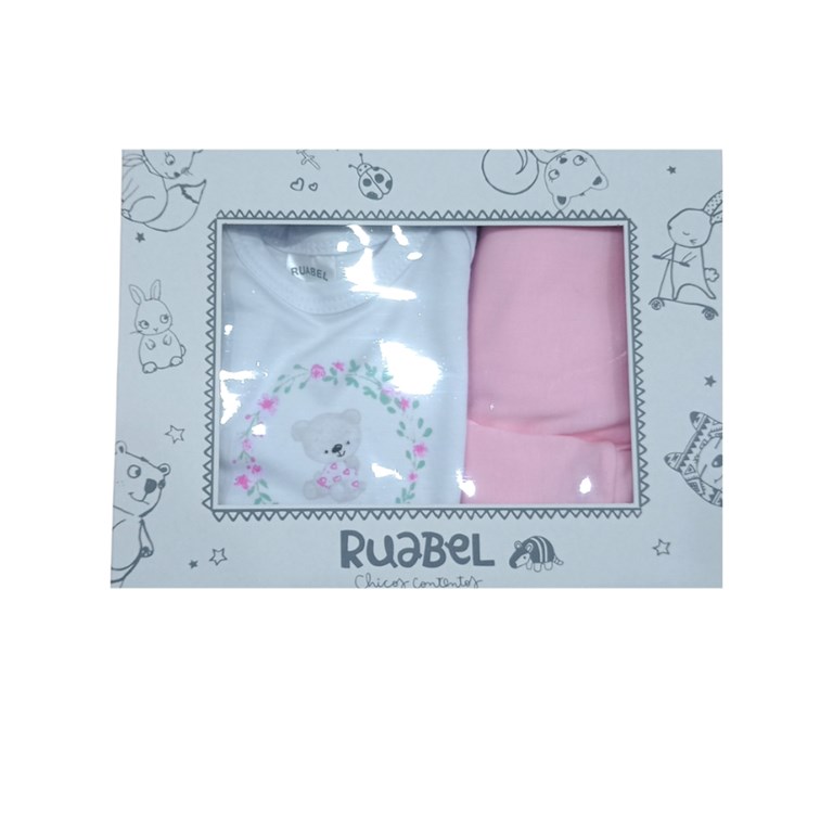 SET 3PZS BODY MANGA LARGA, MEDIO OSITO Y GORRO. RUABEL