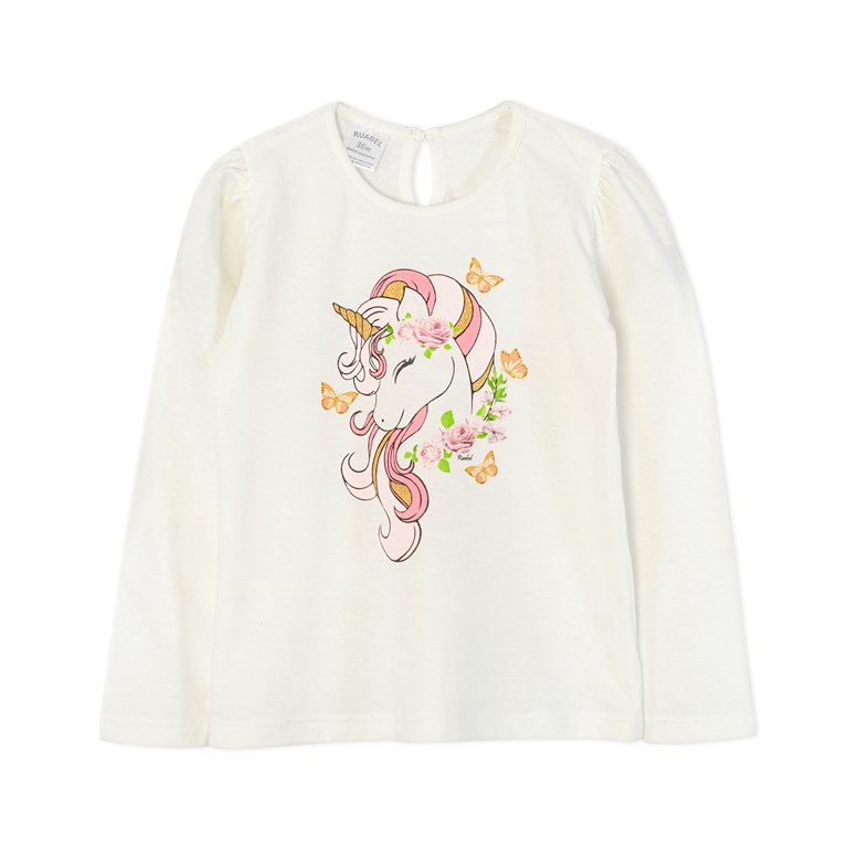 Remera de beba con estampa unicornio, jersey. Ruabel