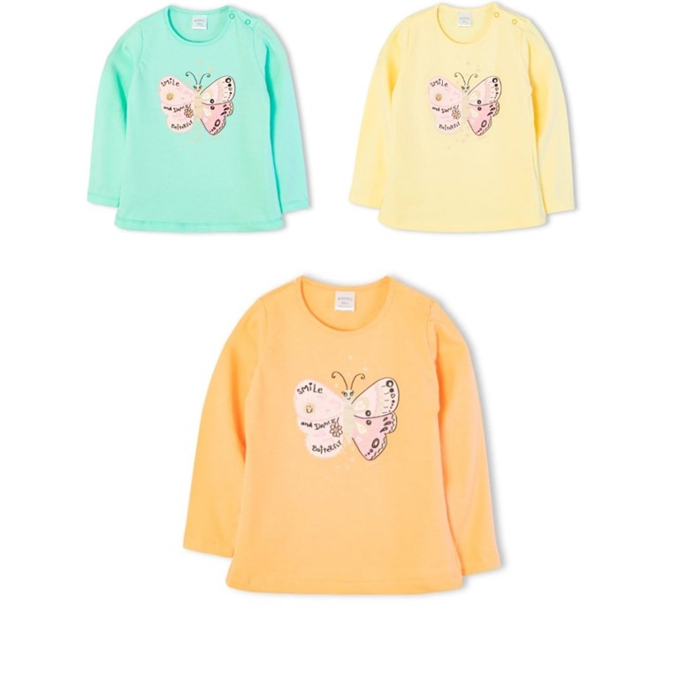 REMERA BEBA MANGA LARGA CON ESTAMPA MARIPOSA. RUABEL