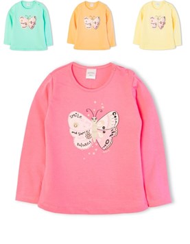 REMERA BEBA MANGA LARGA CON ESTAMPA MARIPOSA. RUABEL