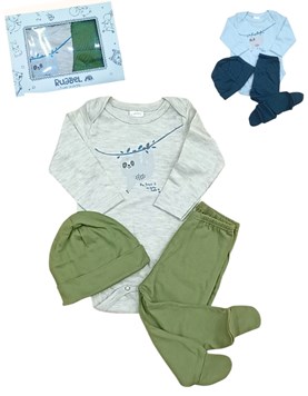 SET 3PZS. BODY MANGA LARGA, MEDIO OSITO Y GORRO. RUABEL