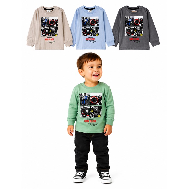 REMERA PARA BEBE CON ESTAMPA MOTO. RUABEL