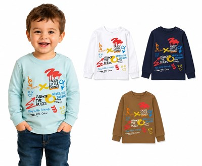 REMERA BEBE MANGA LARGA ESTAMPA LETRAS. RUABEL