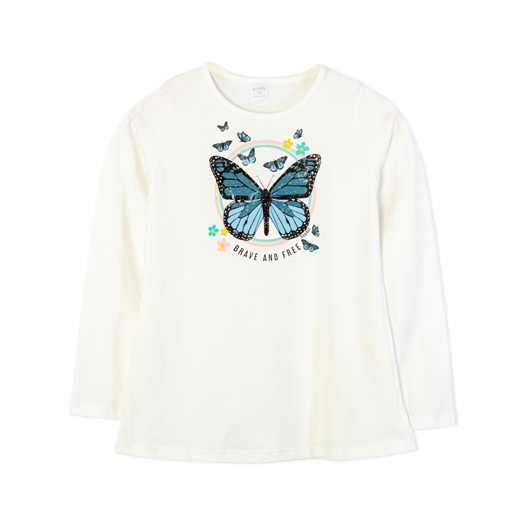 Remera de nena con estampa mariposas. Ruabel