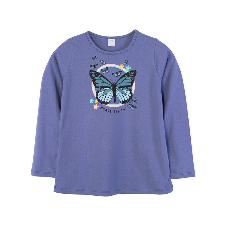 Remera de nena con estampa mariposas. Ruabel