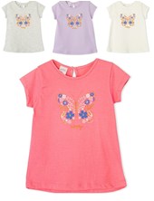 Remera de beba con estampa mariposa con gliter. Ruabel