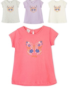 Remera de beba con estampa mariposa con gliter. Ruabel