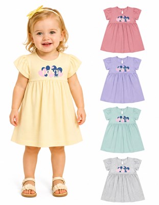 VESTIDO MANGA CORTA ESTAMPA CENTTRAL CORAZONES PARA BEBA. RUABEL