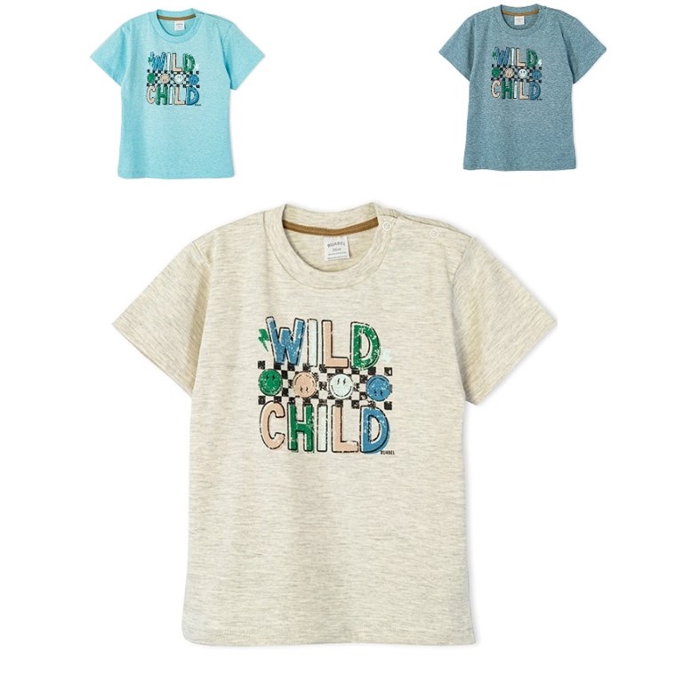Remera manga corta de bebe con estampa 'Wild child'. Ruabel