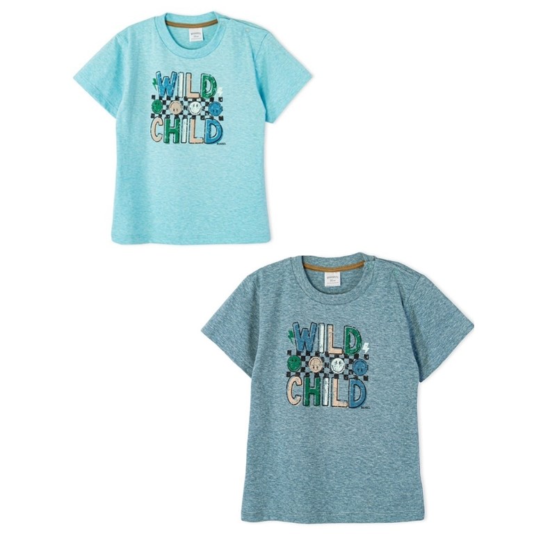 Remera manga corta de bebe con estampa 'Wild child'. Ruabel