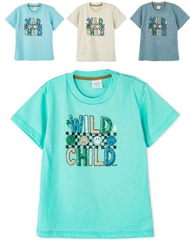 Remera manga corta de bebe con estampa 'Wild child'. Ruabel