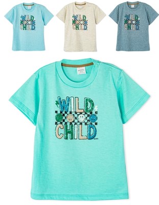 Remera manga corta de bebe con estampa 'Wild child'. Ruabel
