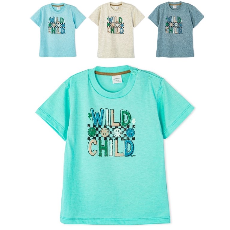 Remera manga corta de bebe con estampa 'Wild child'. Ruabel