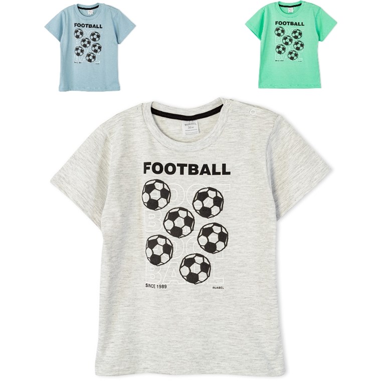 Remera manga corta de bebe estampa 'Football'. Ruabel