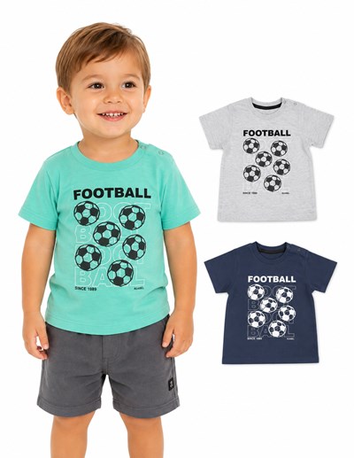 Remera manga corta de bebe estampa 'Football'. Ruabel