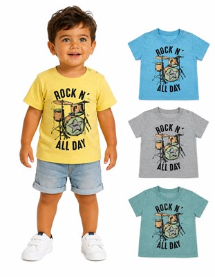 Remera de bebe con estampa bateria. Ruabel
