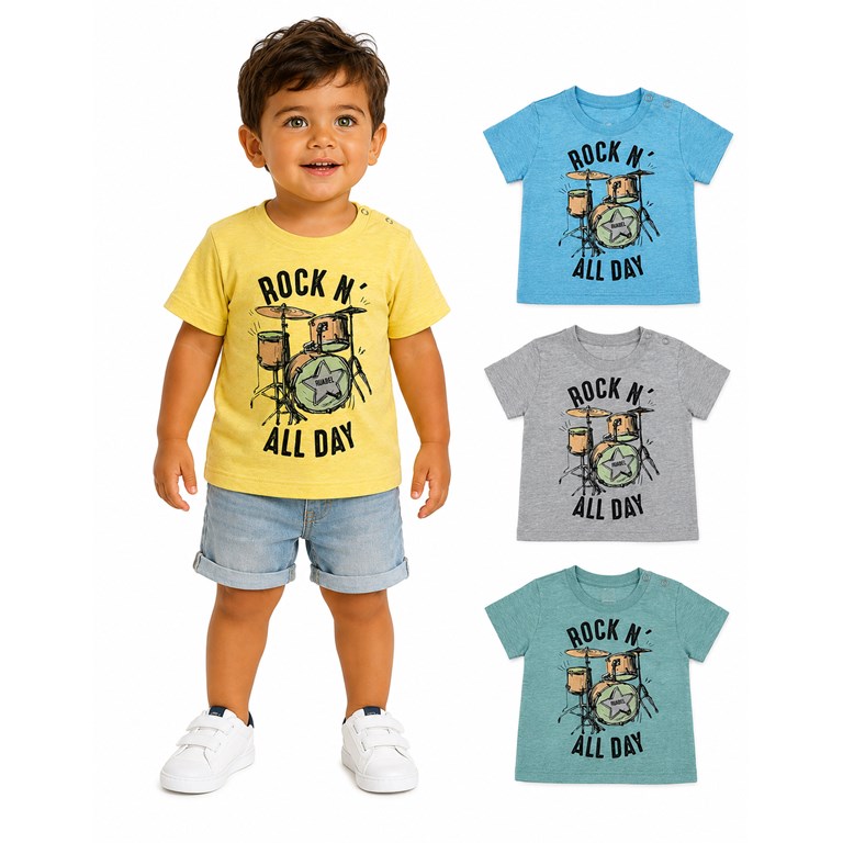Remera de bebe con estampa bateria. Ruabel
