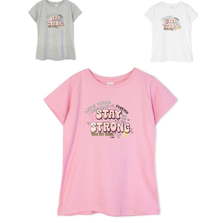 Remera manga corta para nena estampa 'Stay strong'. Ruabel