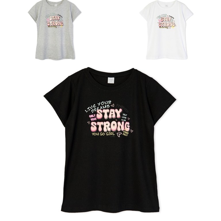 Remera manga corta para nena estampa 'Stay strong'. Ruabel