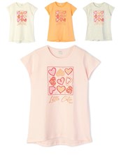 Remera de nena con estampa corazones con gliter. Ruabel