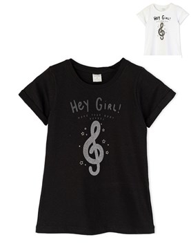 REMERA NENA MANGA ACORTA ESTAMPA 'HEY GIRL'. RUABEL