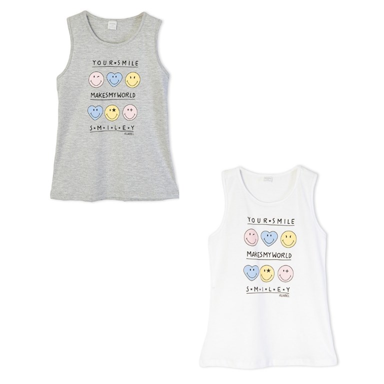 Musculosa para nena con estampa caritas. ruabel