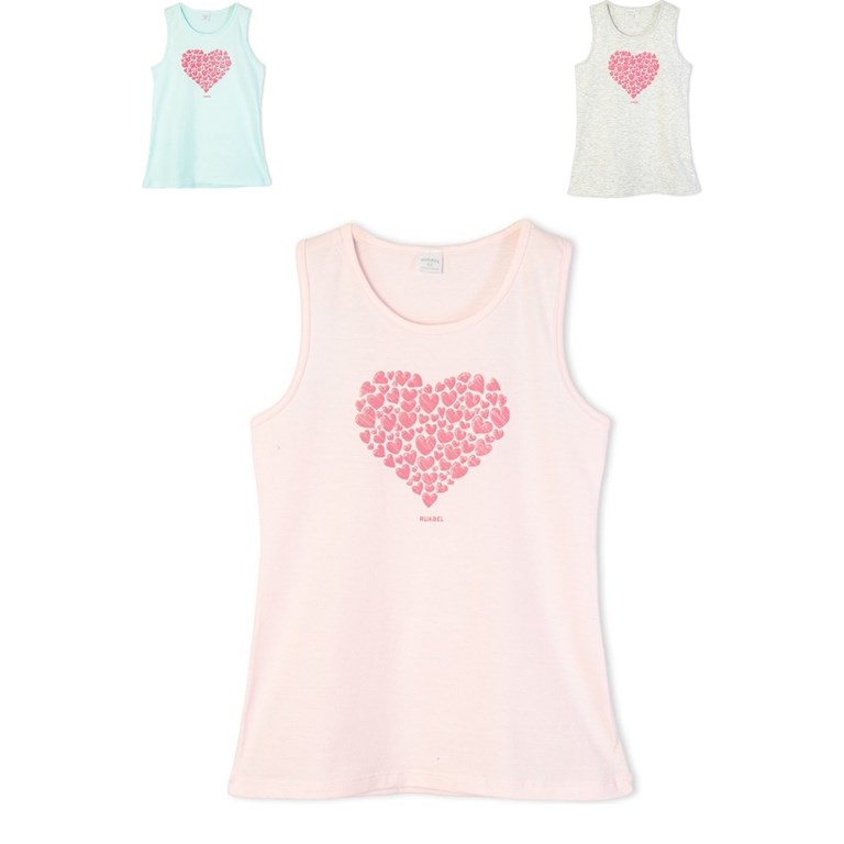 Musculosa para nena con estampa corazon. Ruabel