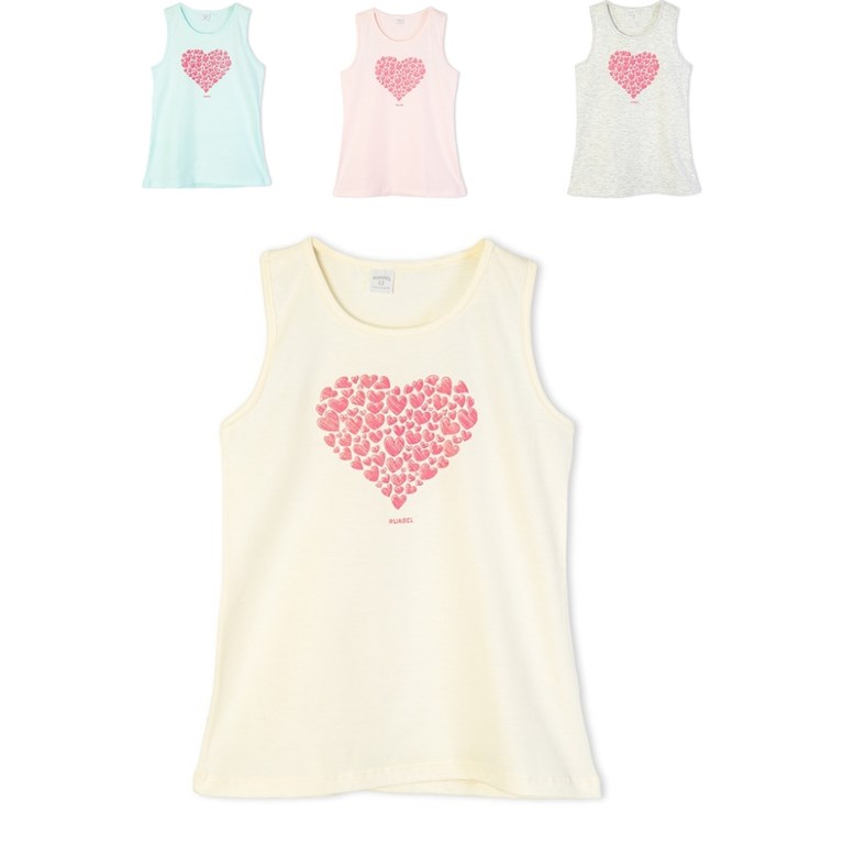 Musculosa para nena con estampa corazon. Ruabel