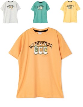 Remera msanga corta de nene con estampa 'Art Influencer'. Ruabel