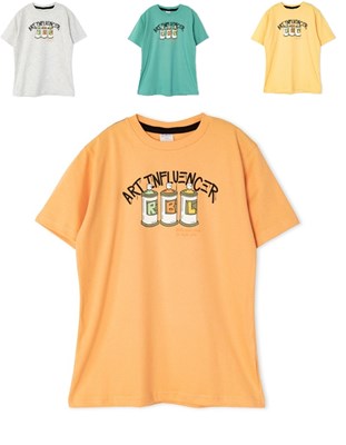 Remera msanga corta de nene con estampa 'Art Influencer'. Ruabel