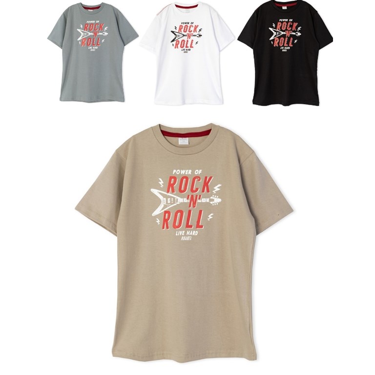 Remera manga corta para nene estampa 'Rock n' roll'. Ruabel