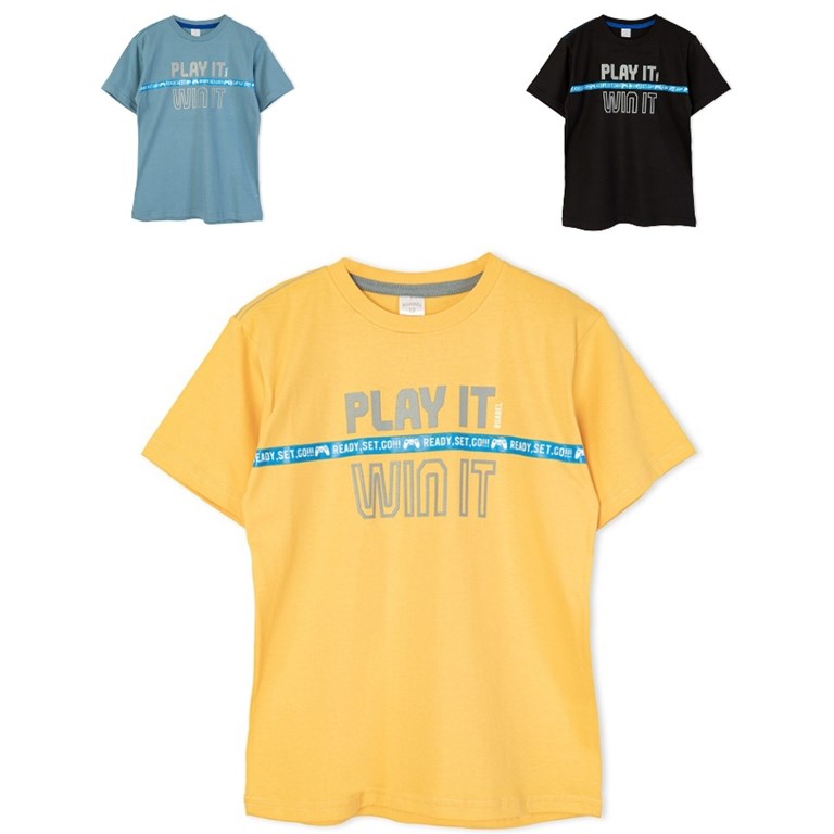 Remera manga corta para nene estampa 'Play it'. Ruabel