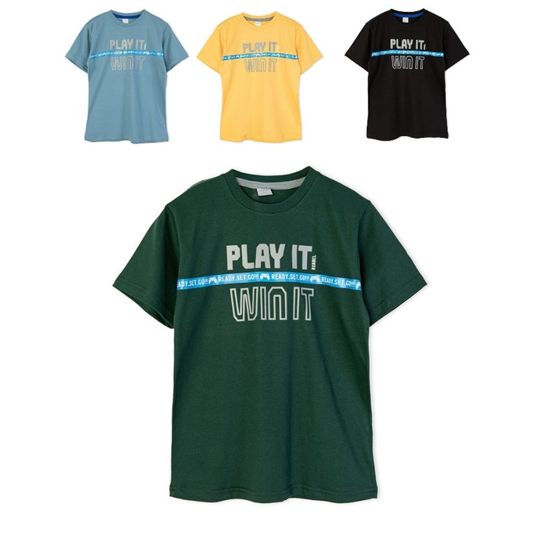 Remera manga corta para nene estampa 'Play it'. Ruabel